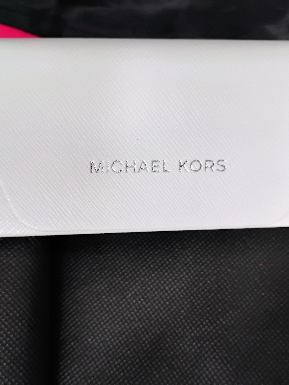 Michael Kors White Eyeglass Case with Silver Logo